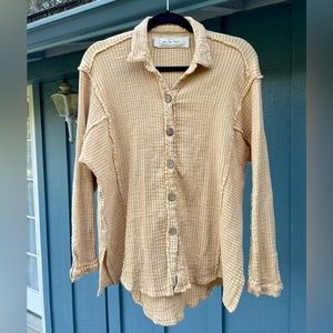 We The Free, Waffle Knit, Button Down Shirt, Size XS